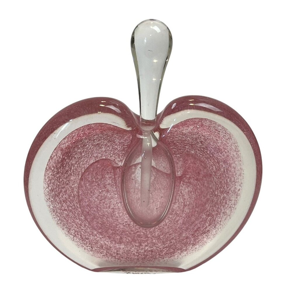 Michael Nourot Signed Vintage 80s Large Pink Heart Perfume Bottle & Stopper EXC!